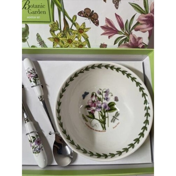 Vintage PORTMEIRION Hostess Botanic Garden, 5 pc Tray, 2 bowls & spoons England - Picture 5 of 10